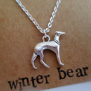 Personalised Greyhound Necklace - Friend Gift - Dog - Pet - Vegan Gift - Silver - Jewellery - Jewelry - Birthday - Loved One - Sister - Mum