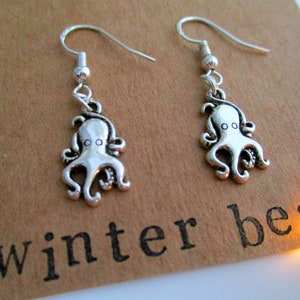 Personalised Octopus Earrings - Sea - Ocean - Sterling Silver - Jewellery - Jewelry - Birthday Gift - Christmas - Gift - Friend - Loved One