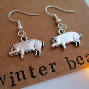 Pendientes de cerdo personalizados - Lindo - Personalizado - Vegano - Plata esterlina - Joyería - Joyería - Cumpleaños - Navidad - Regalo - Amigo - Ser querido