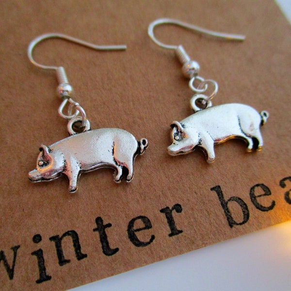 Boucles d’oreilles de porc personnalisées - Mignon - Personnalisé - Vegan - Sterling Silver - Bijoux - Bijoux - Anniversaire - Noël - Cadeau - Ami - Aimé