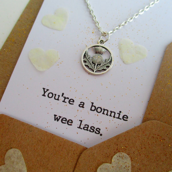 Thistle Necklace - Scotland - Birthday - Friend - Sister - Mum - Love - Gift - Jewellery - Jewelry - Silver - Personalised - Custom -