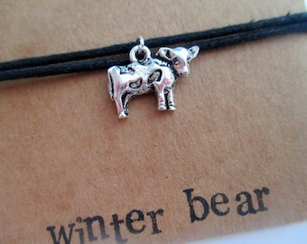 Pulsera de vaca personalizada - Pulsera de amistad - Pulsera de deseos - Personalizada - Joyería - Joyería - Regalo de cumpleaños - Navidad - Regalo vegano