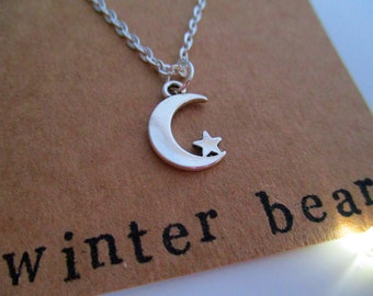 Personalised Moon and Star Necklace - Friend Gift - Space - Astronomy - Custom - Jewellery - Jewelry - Birthday Gift - Christmas - Loved One