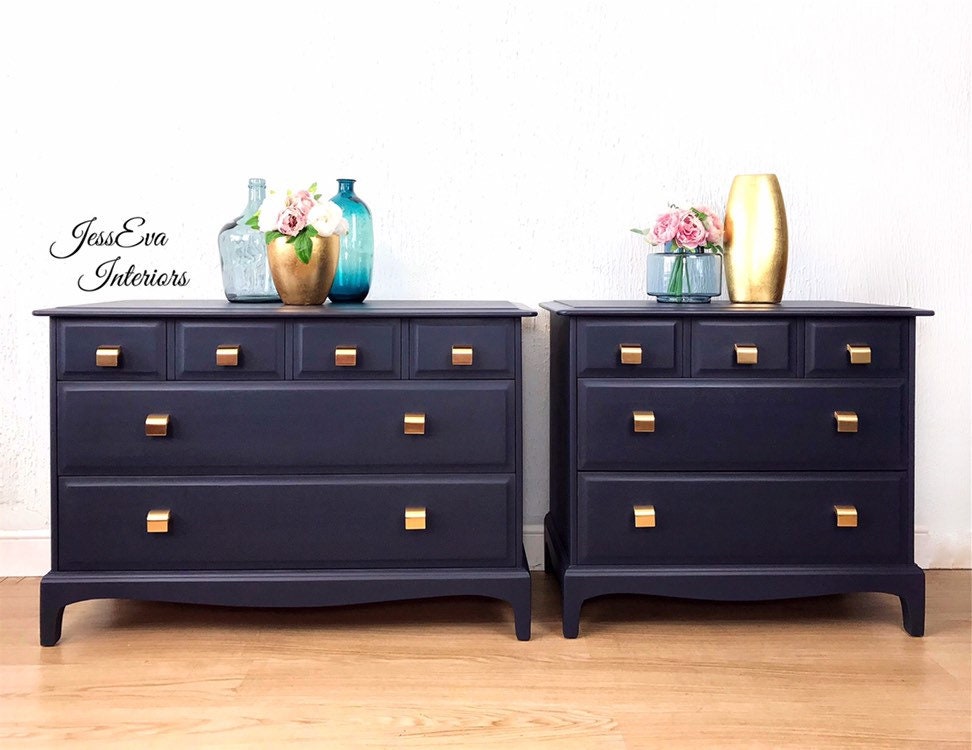 Painted Chest Of Drawers Bedroom Furniture Set Stag Minstrel Chest Of Drawers Navy Blue Chest Of Drawers Upcycled Furniture