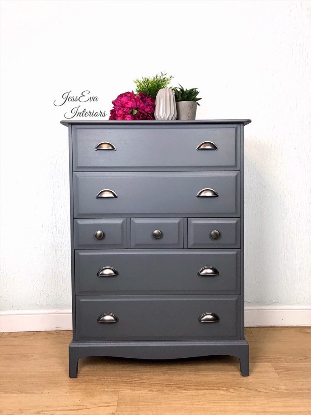 Stag Minstrel Chest of Drawers, Stag Tallboy, Stag Furniture, Grey
