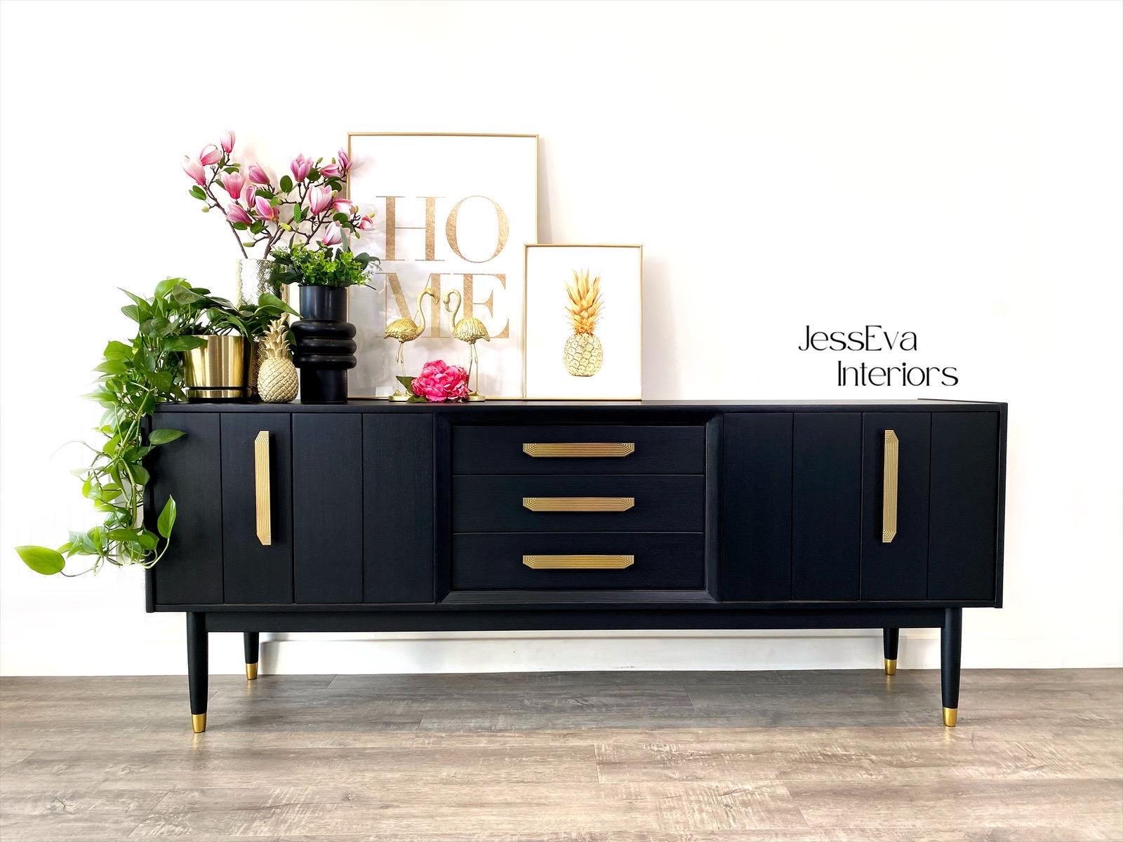 G Plan Sideboard Mid Century Modern Sideboard Painted Black Sideboard Long TV Cabinet Drinks Cabinet Vintage Sideboard Painted Furnitu Etsy