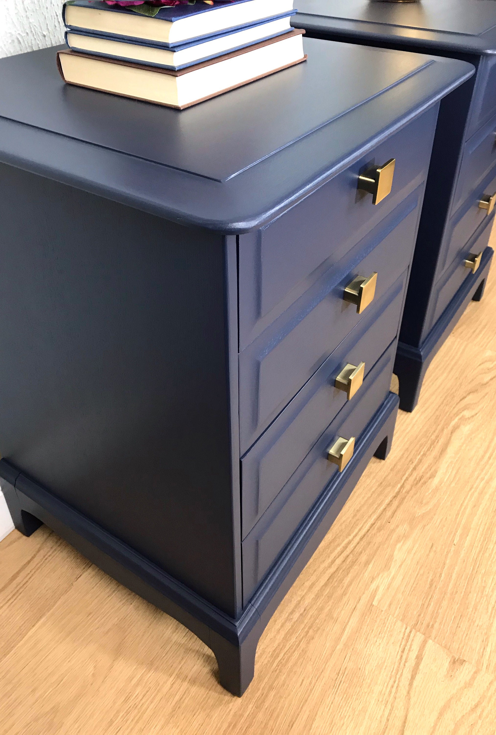 Stag Minstrel Bedside Tables Pair of Bedside Tables Navy Etsy UK