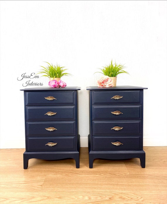 Stag Bedside Tables Stag Minstrel Furniture Navy Blue Bedside
