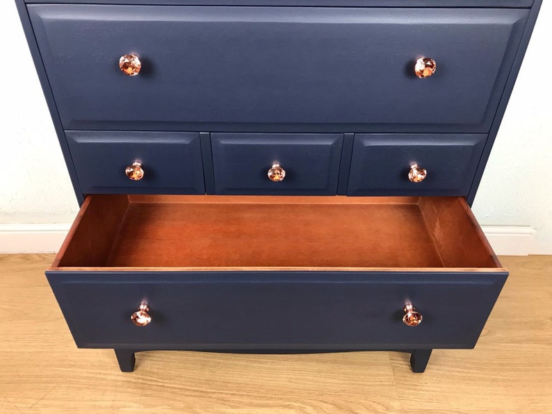 Stag Minstrel Chest of Drawers, Stag Chest of Drawers, Stag Tallboy, Navy Chest of Drawers
