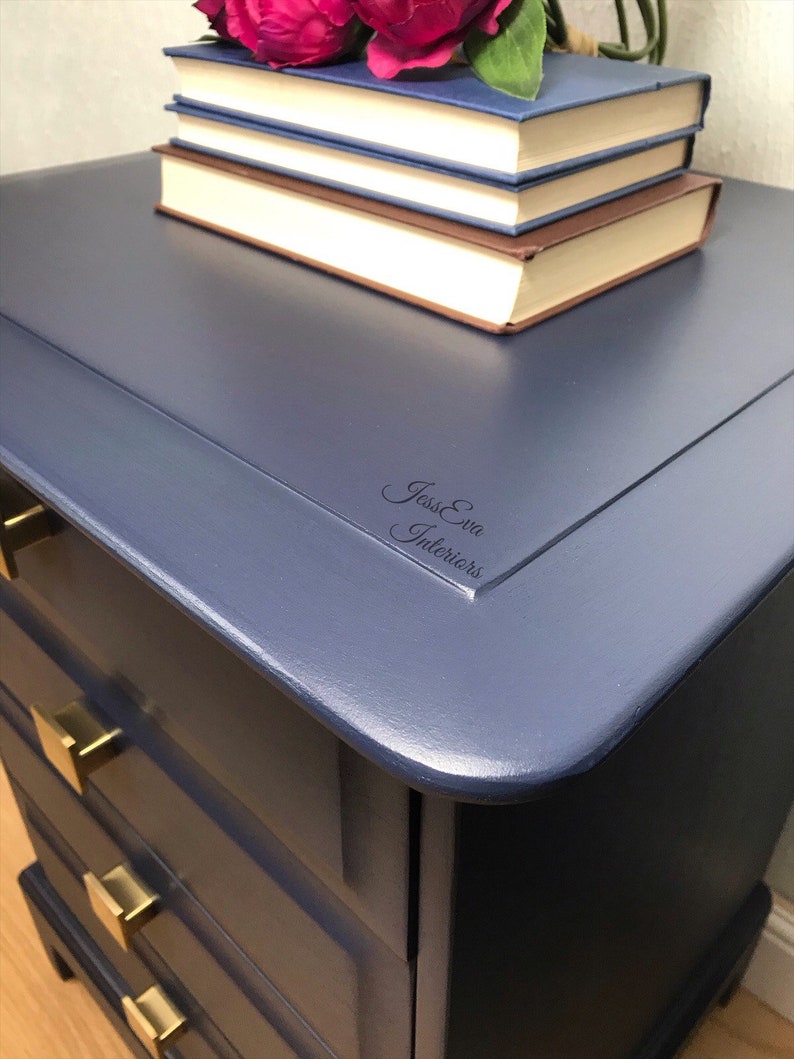 Stag Minstrel Bedside Tables Pair of Bedside Tables Navy Etsy UK