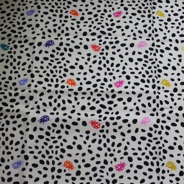 Tula Pink Spots on Spots Fabric - Monkey Wrench Line - Spots on Spots (Mango) Bug/Beetle Print - PWTP139 for FreeSpirit - OOP