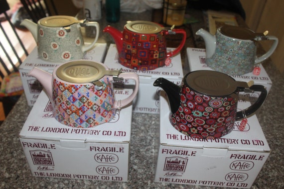 Kaffe Fassett Teapots Teapot Design for London Pottery by David Birch  Decorative Designs Are by Kaffe Fassett New in Box With Hangtag 