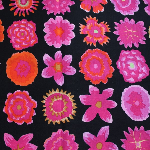 Kaffe Fassett Button Flowers Fabric (Black) PWGP152 / GP152 Fabric for Rowan/Westminster - OOP