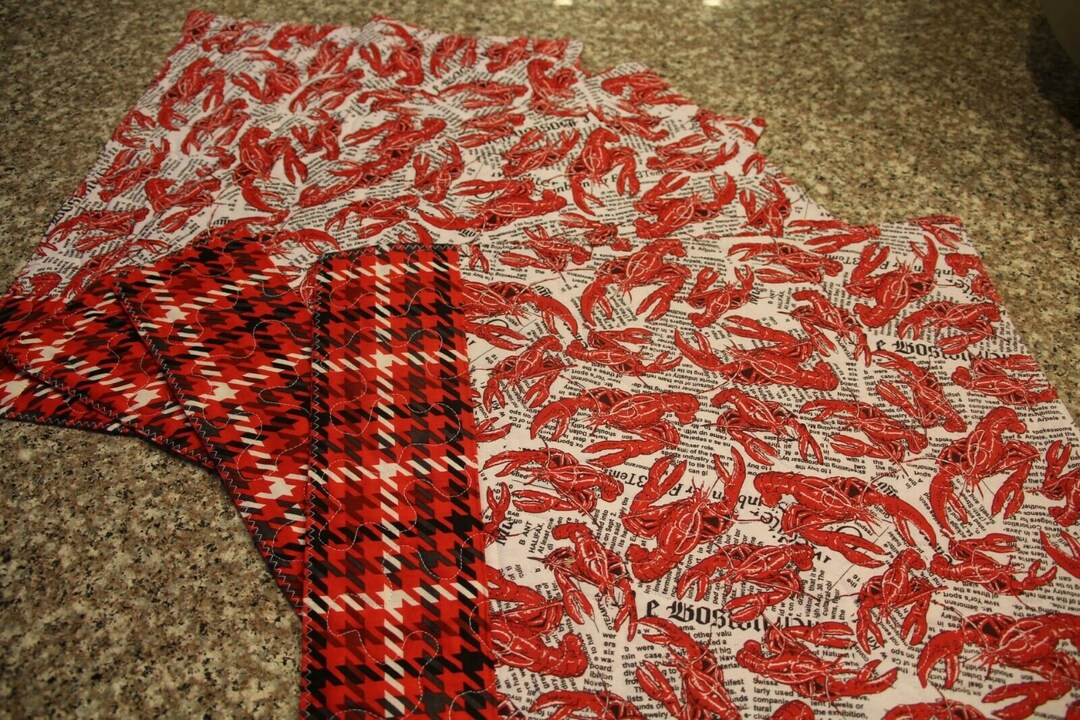Set of 4 Quilted Handmade Lobster Placemats High Quality Etsy