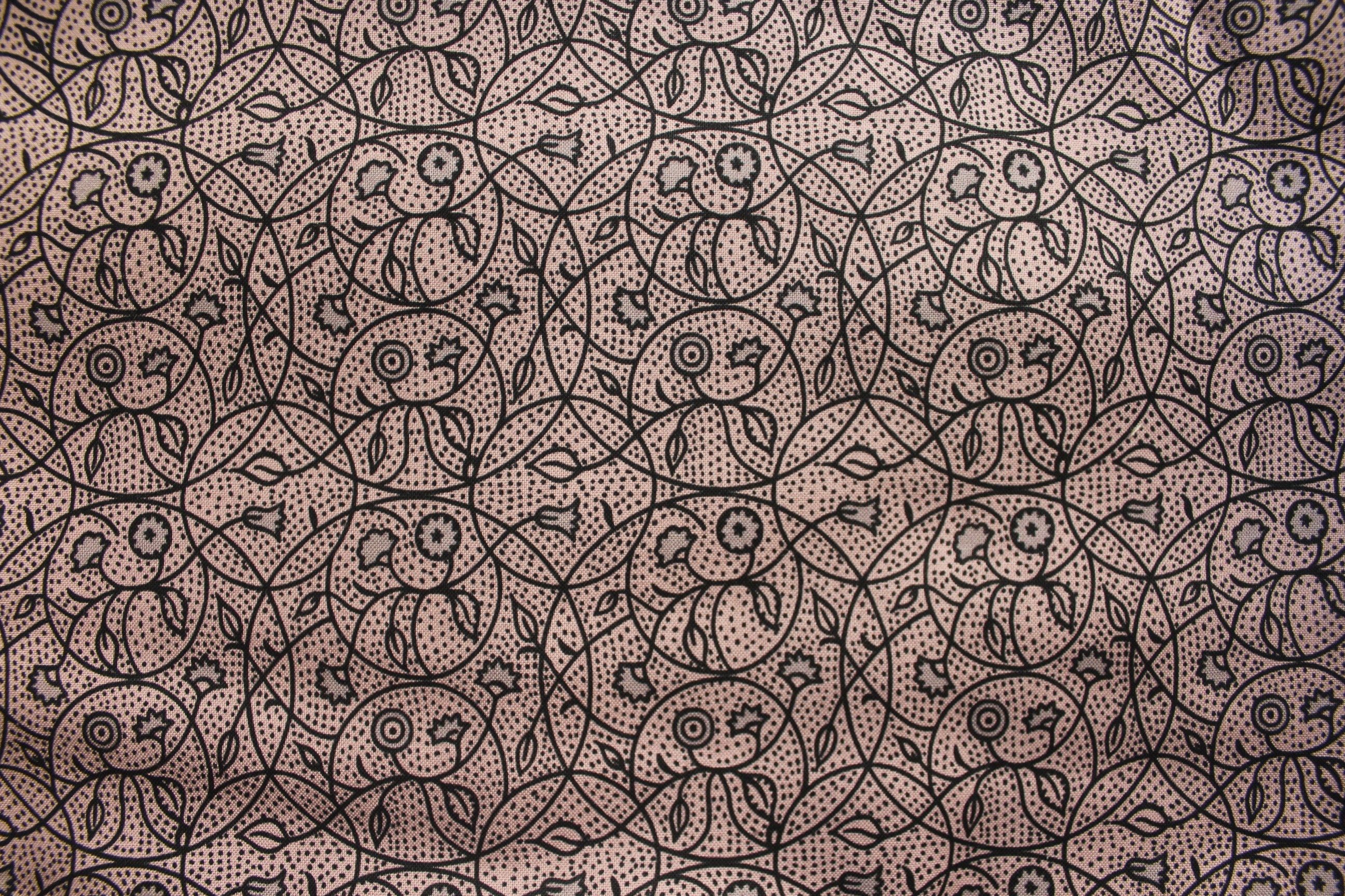 A Ghastlie Crewel Fabric by Alexander Henry Fabrics - 2011 - Out of Print Since 2011 - A Ghastlie Crewel Fabric on a Mauve Background