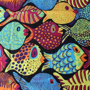 Kaffe Fassett Collective - Brandon Mably BM51 - Shoal (Black) Fabric for FreeSpirit - OOP - Fat Quarter