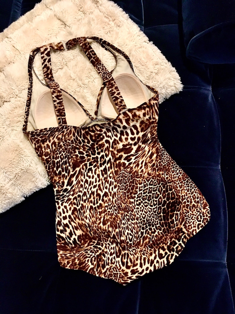 Vintage 1960s White Stag Leopard Cheetah Print Swimsuit image 2