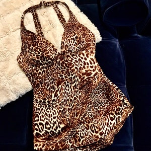 Vintage 1960s White Stag Leopard Cheetah Print Swimsuit image 1