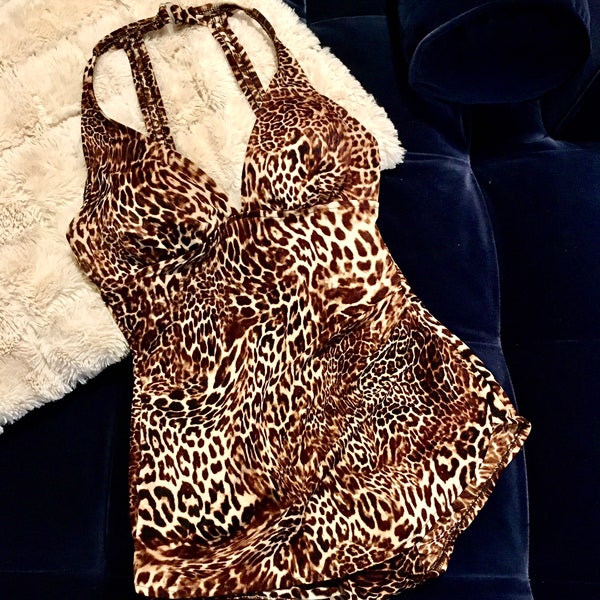 Vintage 1960’s White Stag Leopard Cheetah Print Swimsuit