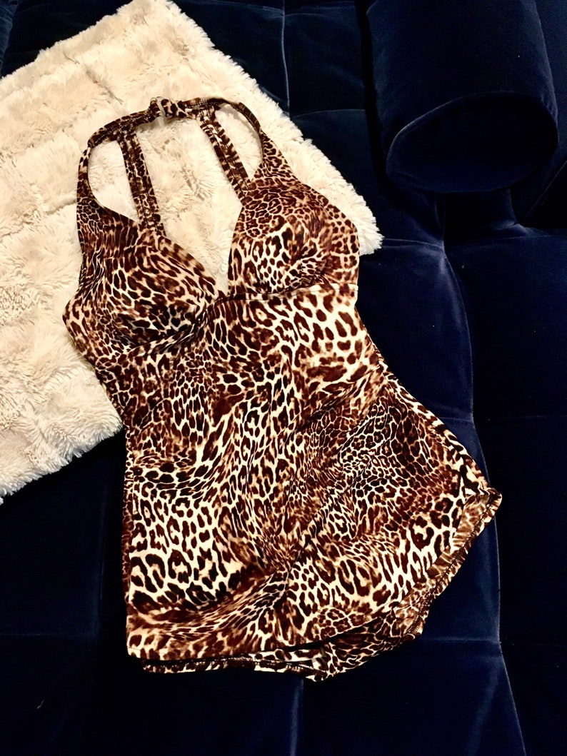 Vintage 1960s White Stag Leopard Cheetah Print Swimsuit image 1