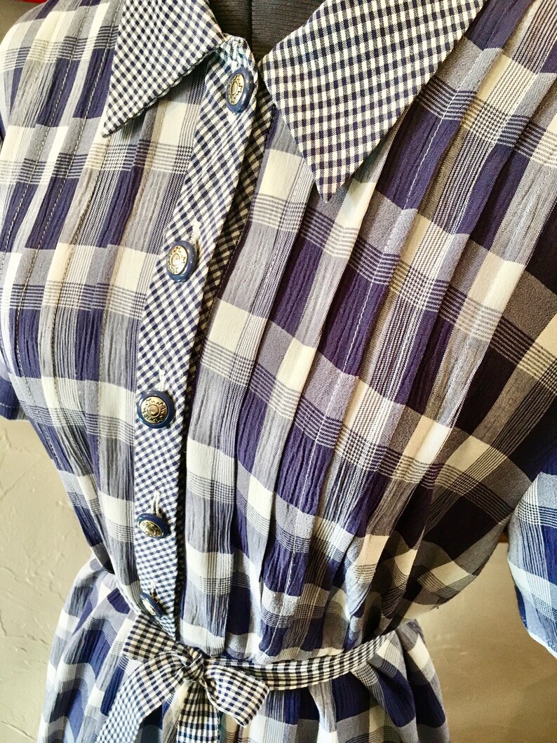 Vintage 80\u2019s Does 1950\u2019s Plaid Tieback House Dress