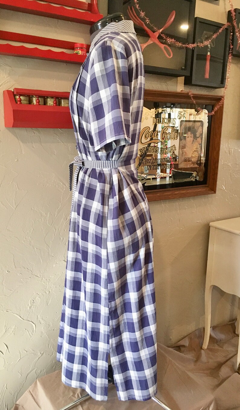 Vintage 80\u2019s Does 1950\u2019s Plaid Tieback House Dress