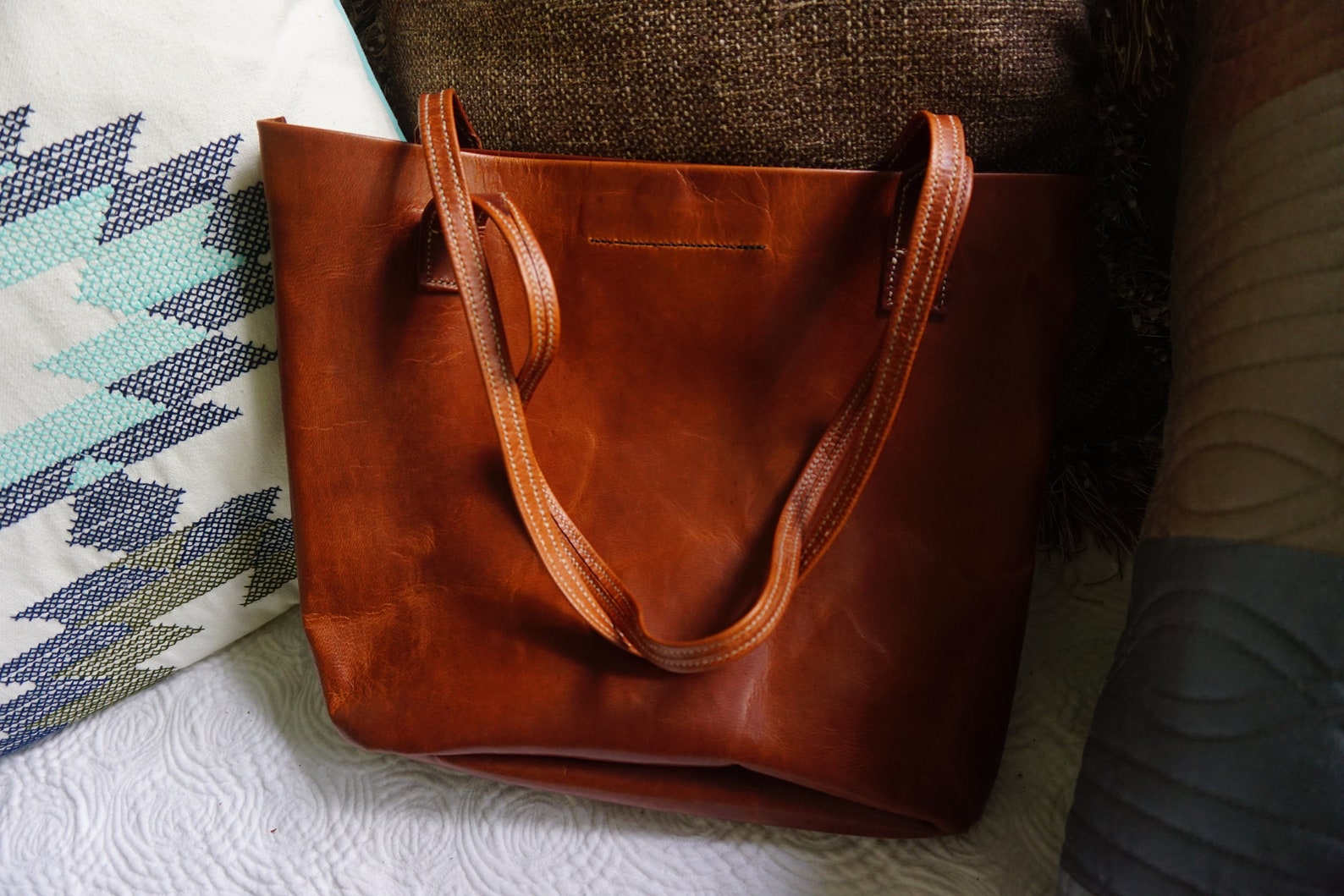 Goat skin oiled leather shoulder bag Etsy
