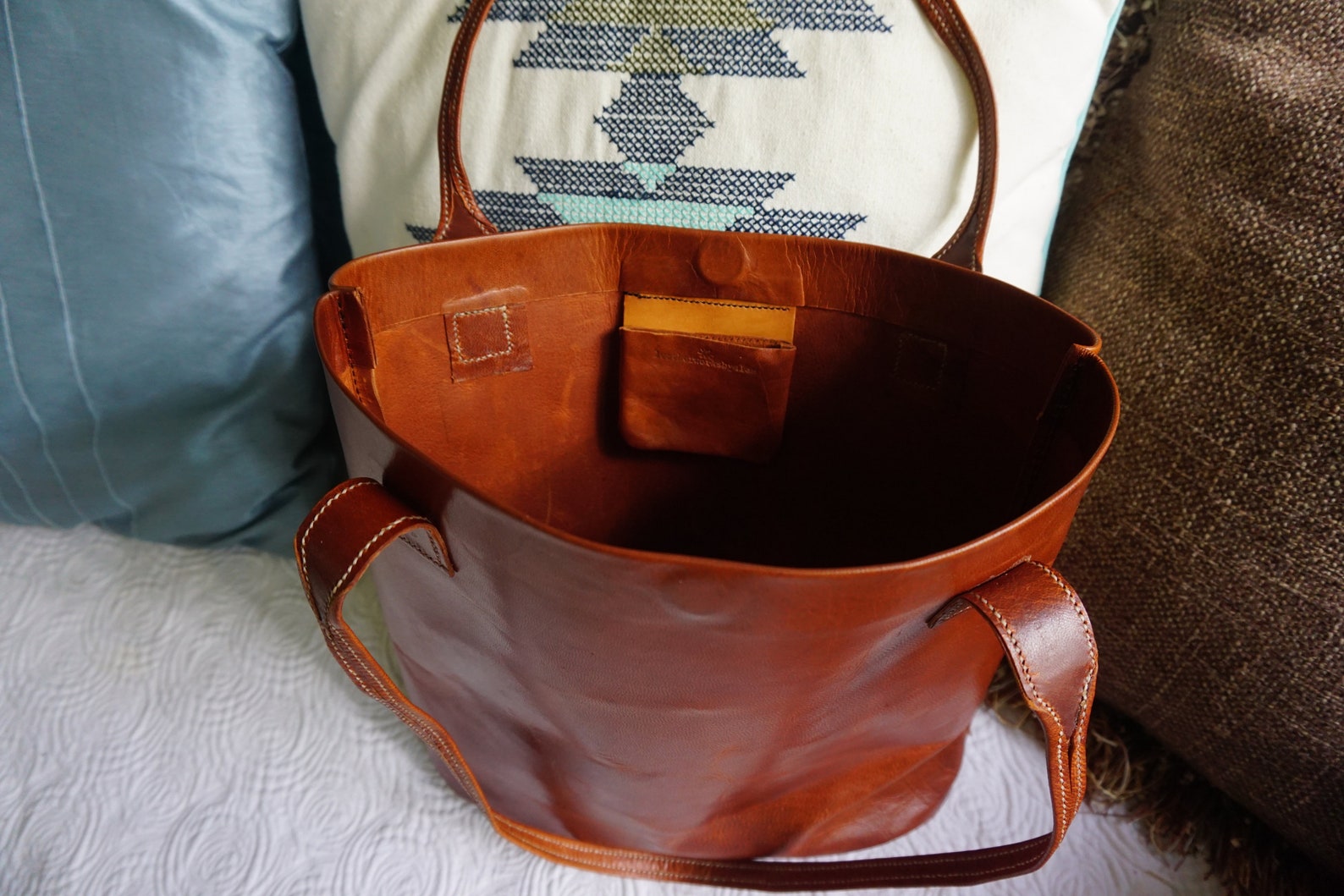 Goat skin oiled leather shoulder bag Etsy