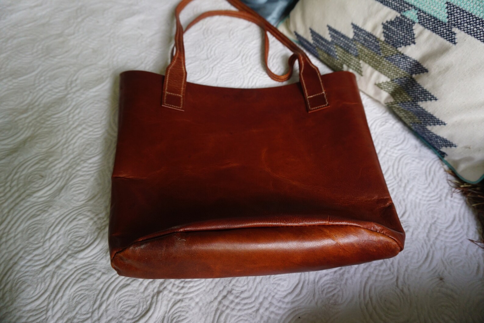 Goat skin oiled leather shoulder bag Etsy