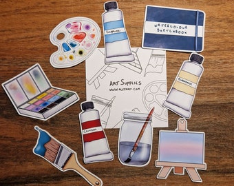 Art Supply Sticker Pack | Decorative Stickers | Matte Vinyl Stickers | Artist Collection | Stickers for Artists | Planner Stickers