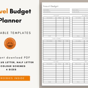 Holiday Budget Planner Sheet, Vacation Planner, Itinerary Planner, Budget Organiser, Multidesign Budget Organiser