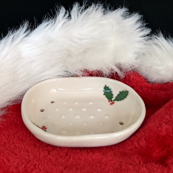 Christmas Soap Dish Holly Leaf Etsy
