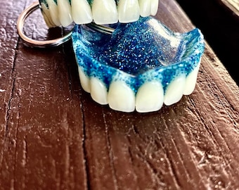 Tiny denture keychain "baby teeth@