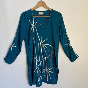 Vintage 1990s Cotton & Silk Patchwork Tunic Abstract Fiber Art Indian Blouse