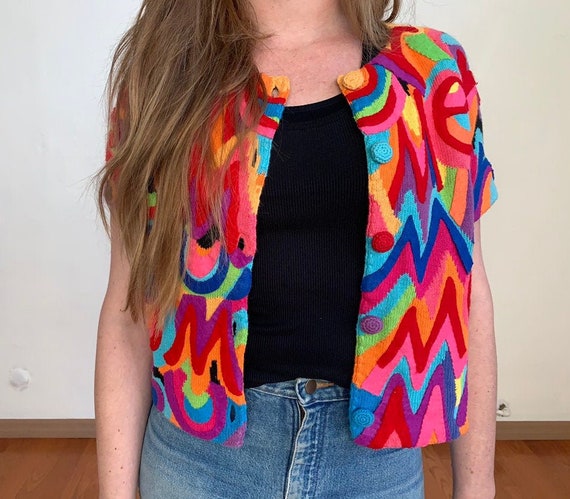 1990's summer Vintage Psychedelic Cardigan from Mi