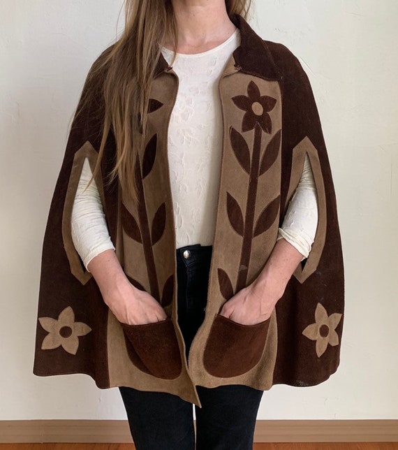 Leather cape 70s vintage - Gem Leather cape 70s vintage - Gem