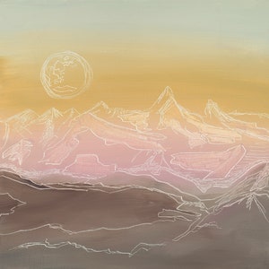 Cosmic Moon Fine Art Giclee Print 12x12 14x14 Landscape Painting