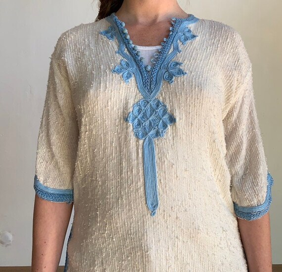 Vintage Indian Top 1970's Embroidered Tunic Top Nu