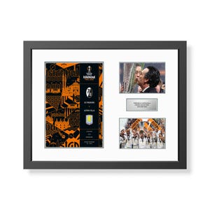 May include: Framed sports memorabilia with a match program, a photo of a person kissing a trophy, and a team photo. The program is orange and black, with the text "Istanbul Final 2023".