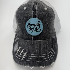 BEACH HAT - Distressed baseball hat with beach life patch