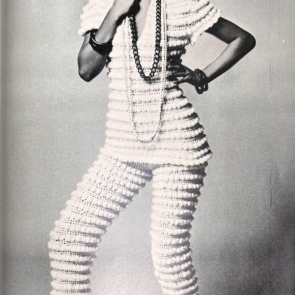 Vintage crochet pattern pompom pants and pull over top pdf INSTANT download pattern only pdf