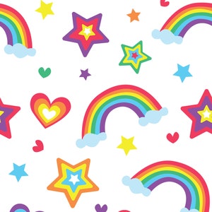 Whimsical Rainbows and Hearts Pattern PNG File for Kids - Digital Download