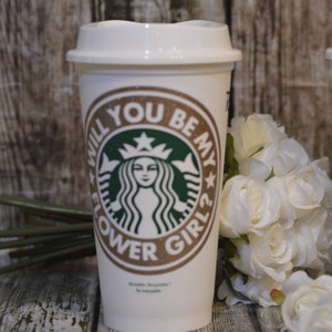 Flower Girl Proposal Gift, - Personalized Cup • Mug • Tumbler with Name (Reusable Starbucks Cup) [Gift for Flower Girl Idea]