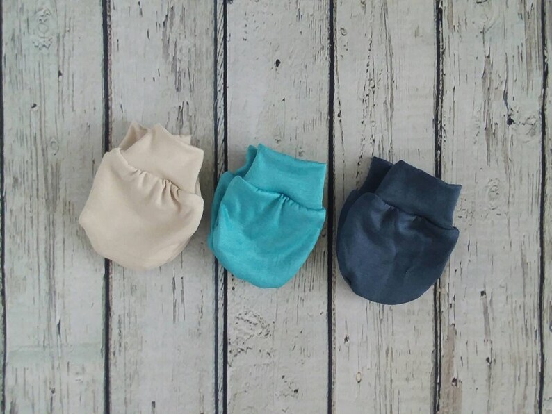 Baby Boy Newborn Mittens 3m Gender Neutral Cream Blue Slate 3 Piece Set