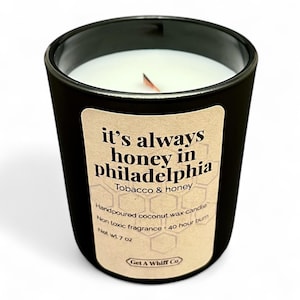 Tobacco Honey Candle | Tonka Oud Wood Wick Matte Black Modern Gift &quot;It&#39;s Always Honey&quot;