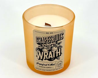 Grapefruits of Wrath Candle | Grapefruit Mint Wood Wick | Funny Citrus Gift | Coconut Wax