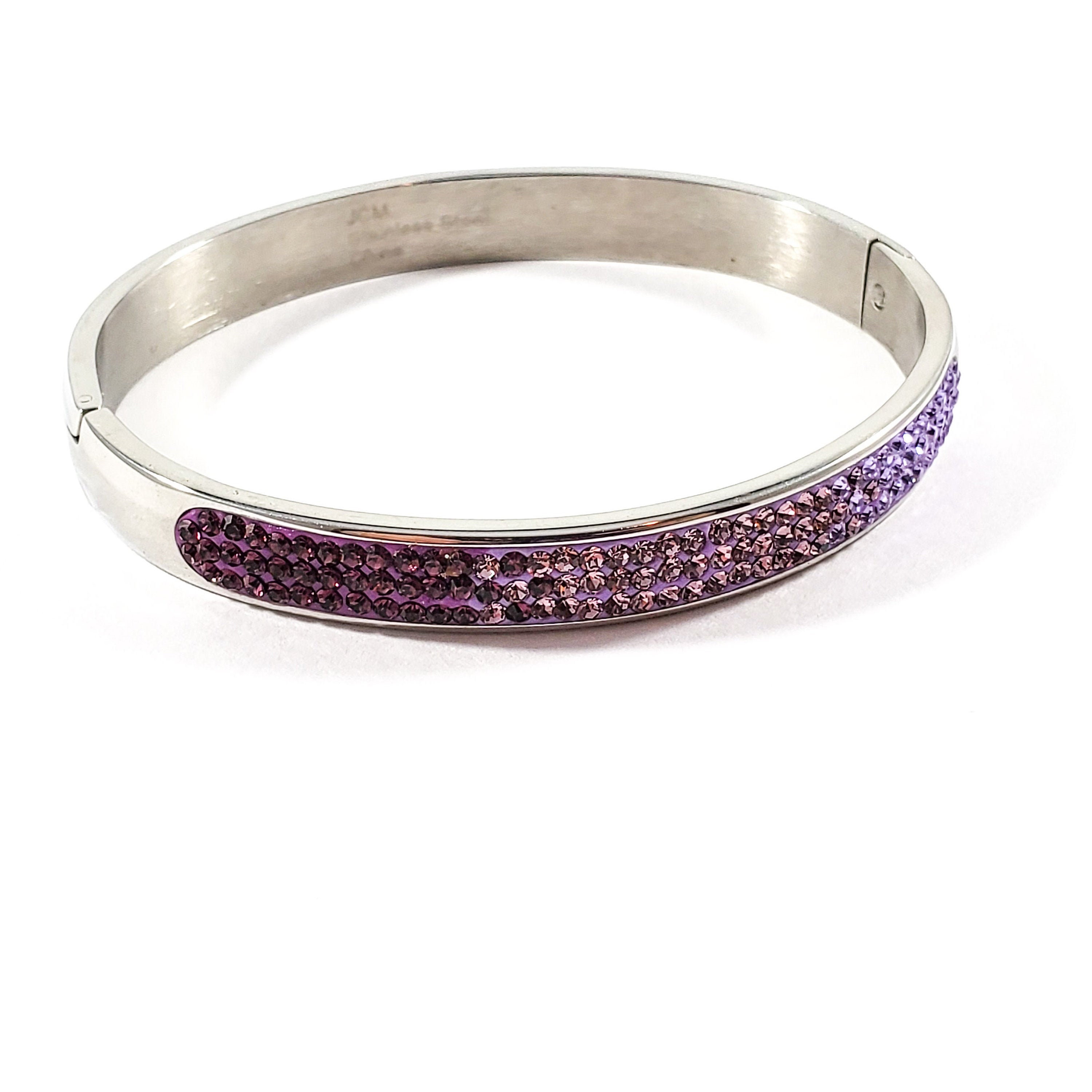 Purple Crystal Bracelet Stainless Steel Dark Purple To Light Etsy