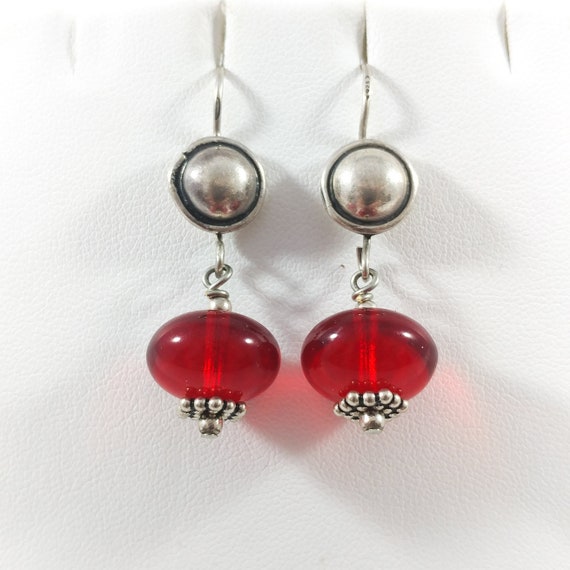 Vintage Fun Art Glass /& Beaded Dangle Teardrop Earrings