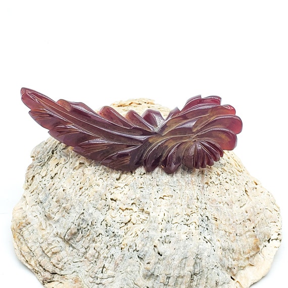 Stunning Cherry Amber Bakelite Brooch, Carved Deep
