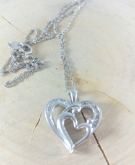 mother and infant diamond pendant necklace